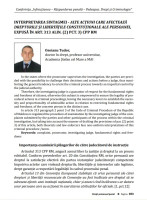 Interpretarea sintagmei – alte acţiuni care afectează drepturile şi libertăţile constituţionale ale persoanei, expusă în art. 313 alin.(2) pct. 3) CPP RM